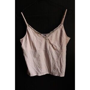 NOS Vintage Y2K Blush Pink Babydoll Cami Tank Top Lace Blush Pink Fairy L